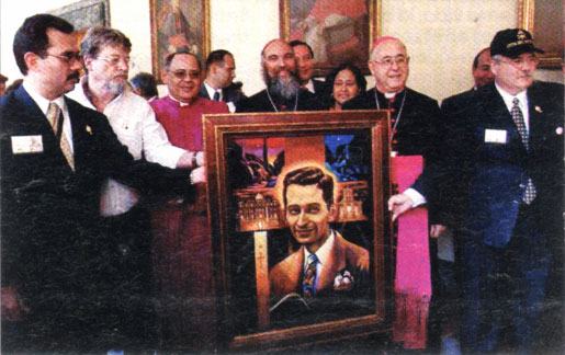 presentation of portrait of Blessed Carlos Manuel Rodríguez by artist A.VonnHartung at Pontifical North American College 29 April 2001