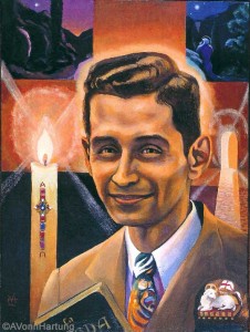 "Vivimos para esa noche" oil portrait of Blessed Carlos Manuel Rodríguez Santiago by A.Vonn Hartung