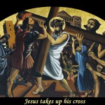 Jesus takes up his cross, ViaCrucis station 2 painting by A.Vonn Hartung