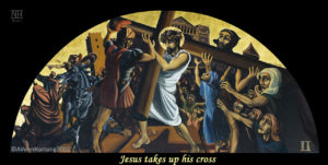 Jesus takes up his cross, ViaCrucis station 2 painting by A.Vonn Hartung