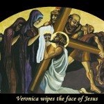 Veronica wipes the face of Jesus.ViaCrucis station 6 painting by A.VonnHartung