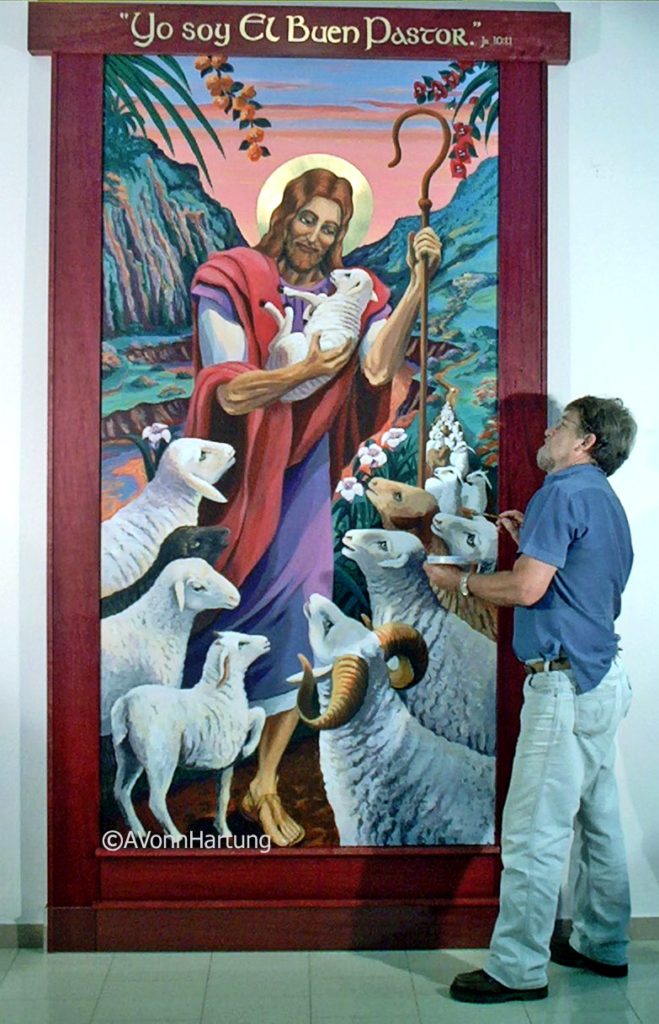 AVonnHartung with his painting ElBuenPastor