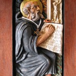 St.Benedict of Nursia ceramic sculpture High relief by AVonnHartung for private collection (Puerto Rico)
