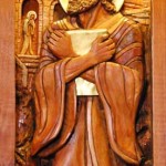 St. John Evangelist high relief wood sculpture by AVonnHartung for St. Paul's Catholic Church (Pensacola, Florida)