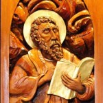 St. Mark high relief wood sculpture by AVonnHartung for St. Paul's Catholic Church (Pensacola, Florida)