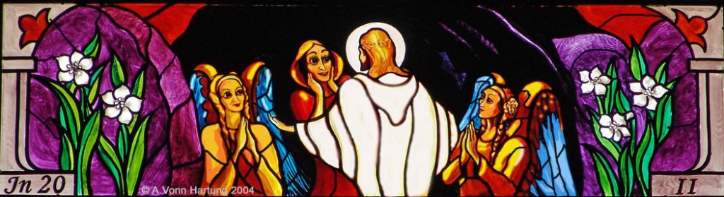 "Mary Magdalene encounters the risen Jesus" ViaLucis2 painting on glass by AVonnHartung