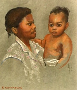 "Mother and Child" pastel portrait by AVonnHartung