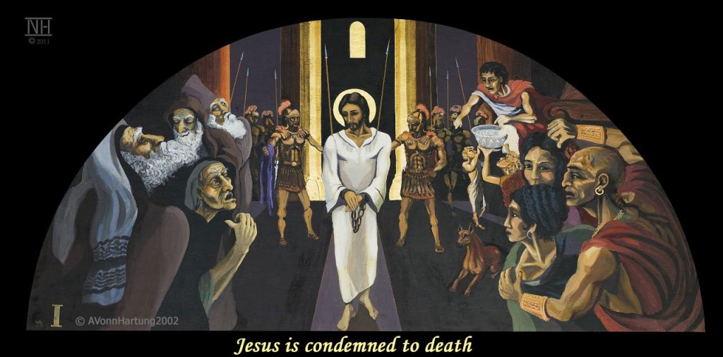 Jesus is condemned to death. ViaCrucis Station 1 painting by AVonnHartung