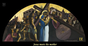 Jesus meets his mother. Via Crucis station 4 painting by AVonnHartung