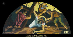 Jesus falls a second time. ViaCrucis station 7