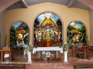 "The Life and Prophecy of St. John the Baptist" mosic mural by AVonnHartung in Orocovis, Puerto Rico