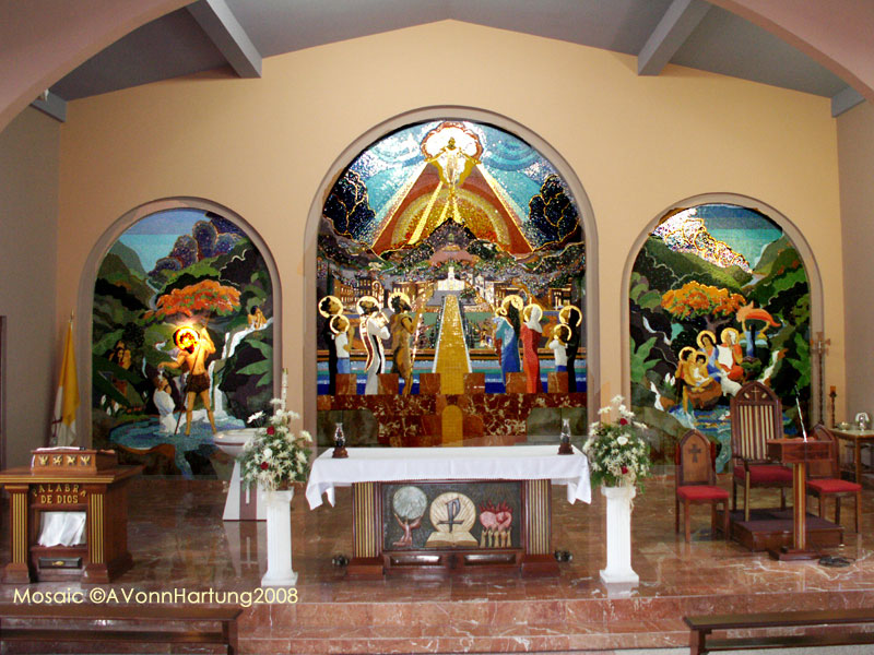 "The Life and Prophecy of St. John the Baptist" mosic mural by AVonnHartung in Orocovis, Puerto Rico