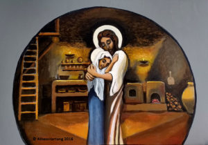 First Visit, Jesus visits His mother after he is resurrected, painting by A.Vonn Hartung