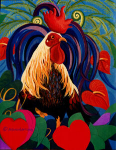 Good Morning, rooster painting by A.Vonn Hartung