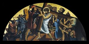 Second Station of the Cross painting by A.Vonn Hartung—Jesus takes up his cross