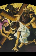 Third Station of the Cross painting by A.Vonn Hartung—Jesus falls the first time