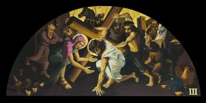 Third Station of the Cross painting by A.Vonn Hartung—Jesus falls the first time