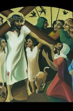 The 8th of 14 Stations of the Cross paintings by A.Vonn Hartung—Jesus speaks to the women of Jerusalem
