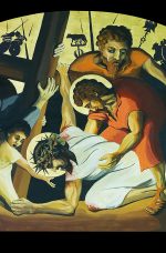 The 9th of 14 Stations of the Cross paintings by A.Vonn Hartung—Jesus falls the third time