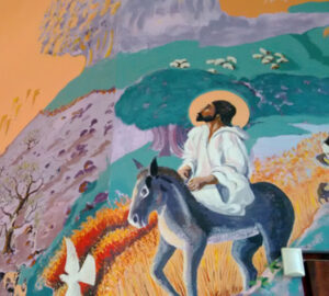 Mural—The Faith of Santa Rosa de Lima, detail, Jesus on his donkey